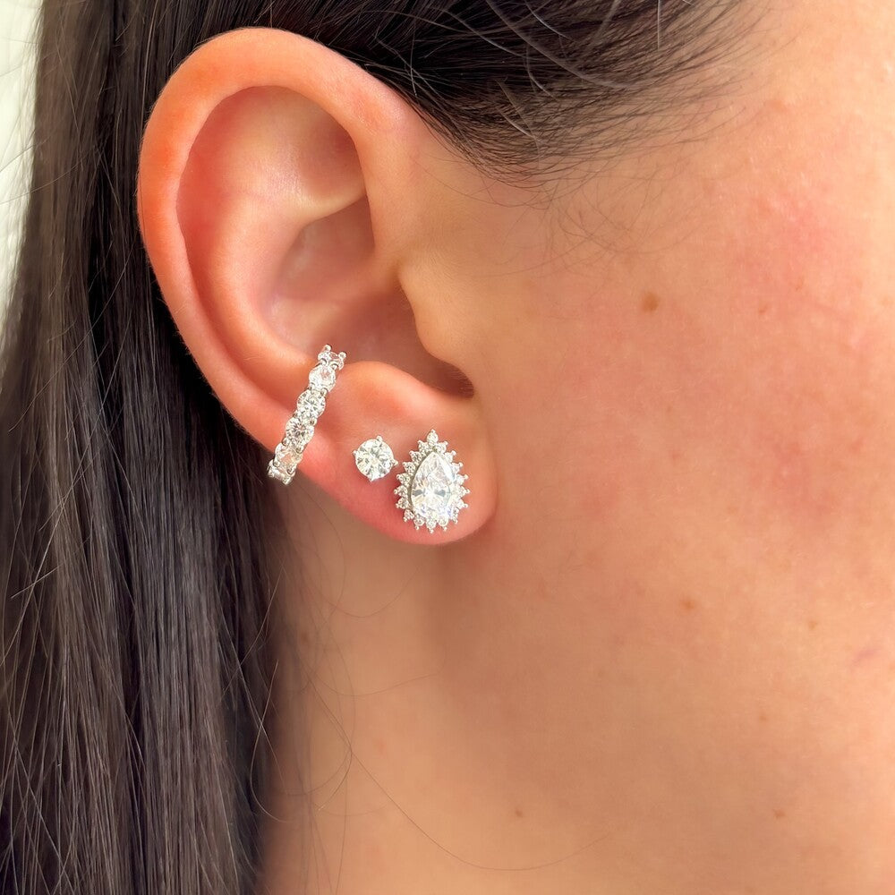 Conjunto Zoey gota zircônia branca prata 925