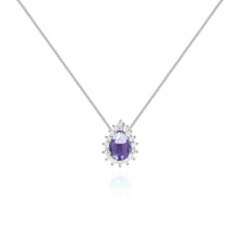 Colar Fran gota zircônia tanzanita ródio branco