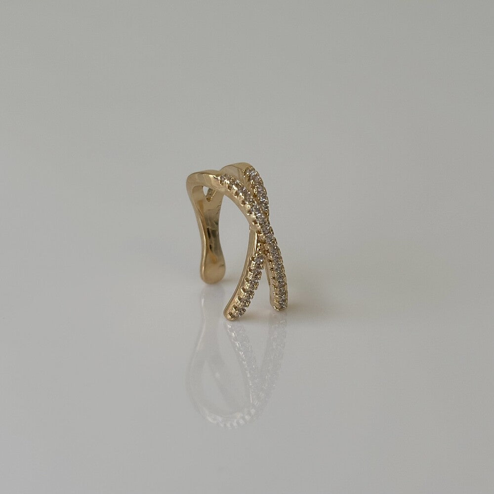 Piercing fake formato X cravejado ouro - foto 3