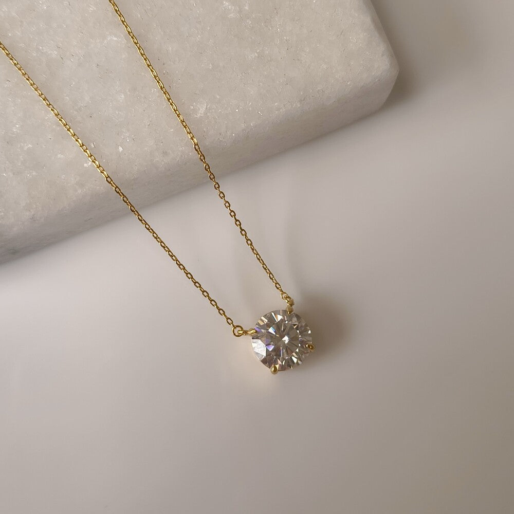 Colar ponto luz Moissanite 10mm prata 925 banho ouro - foto 3