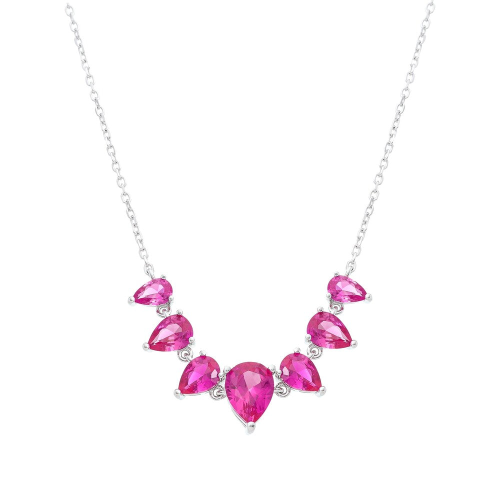 Colar Layla gotas zircônia turmalina pink prata 925