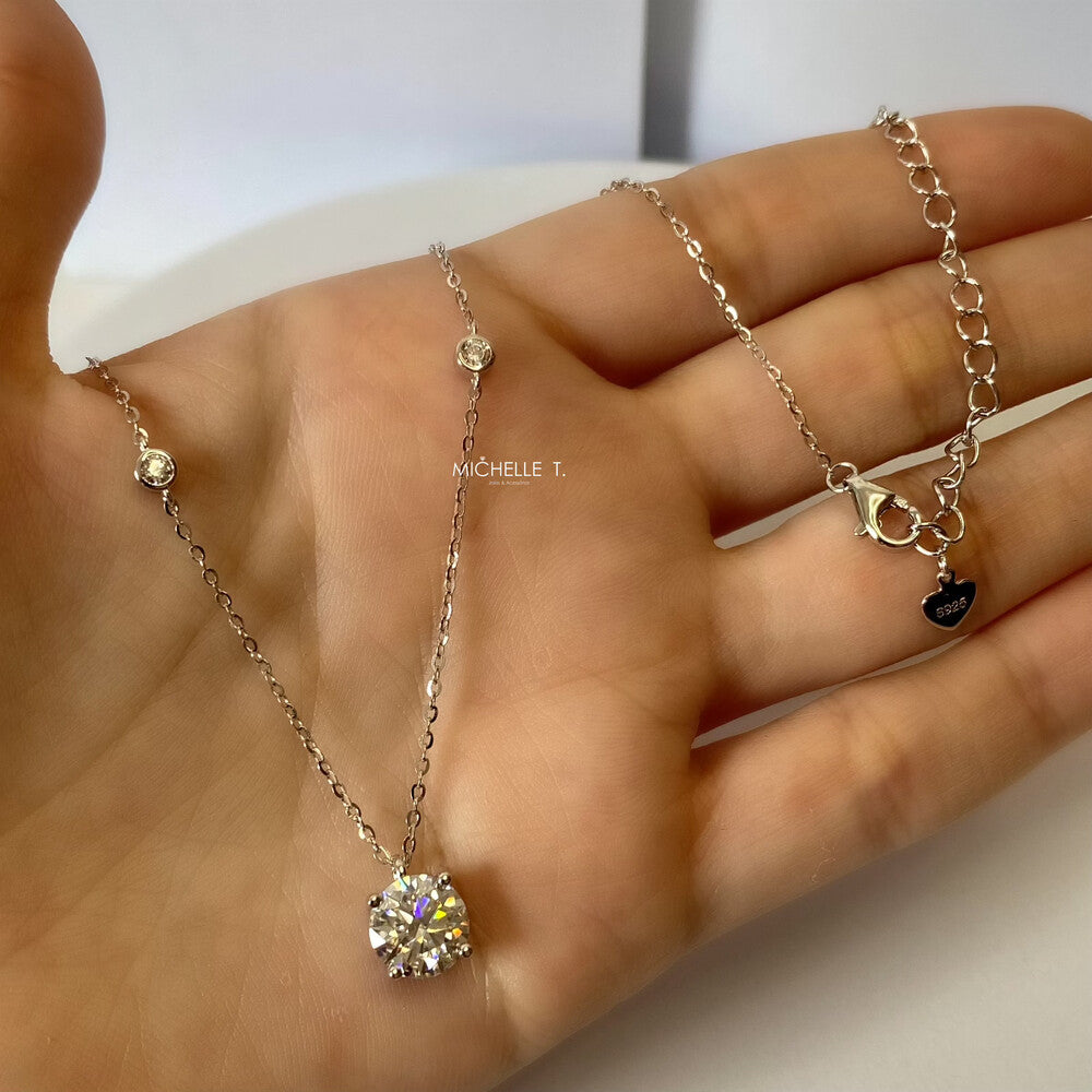 Colar ponto de luz moissanite 2.0ct prata 925 (8.0mm) - foto 5