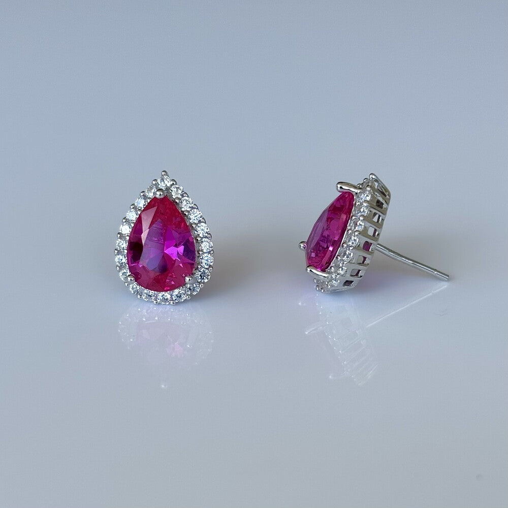 Brinco gota Betina zircônias turmalina pink prata 925 - foto 3