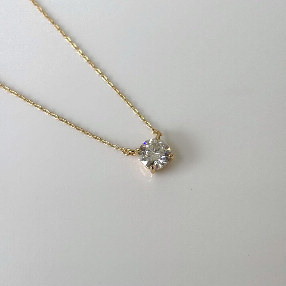 Colar ponto de luz Moissanite 1.0ct prata 925 banho ouro (6.5mm) - foto 2
