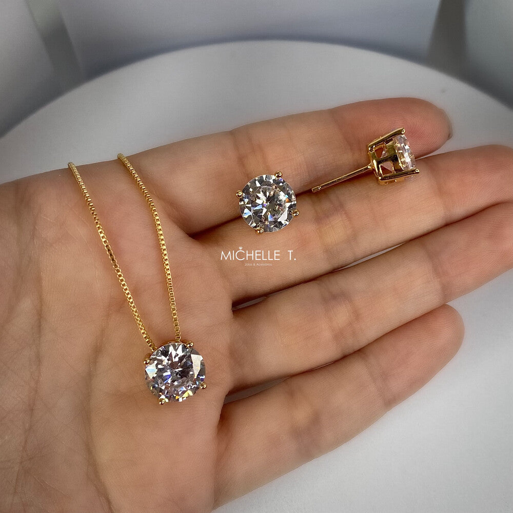 Conjunto ponto luz zircônia branca ouro (10mm) - foto 6