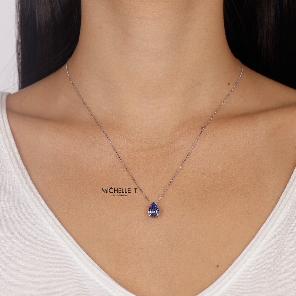 Conjunto gota Ivy zircônia tanzanita prata 925