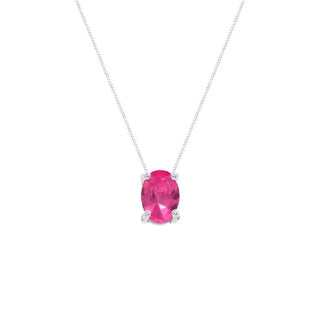 Colar Margot oval zircônia turmalina pink prata 925