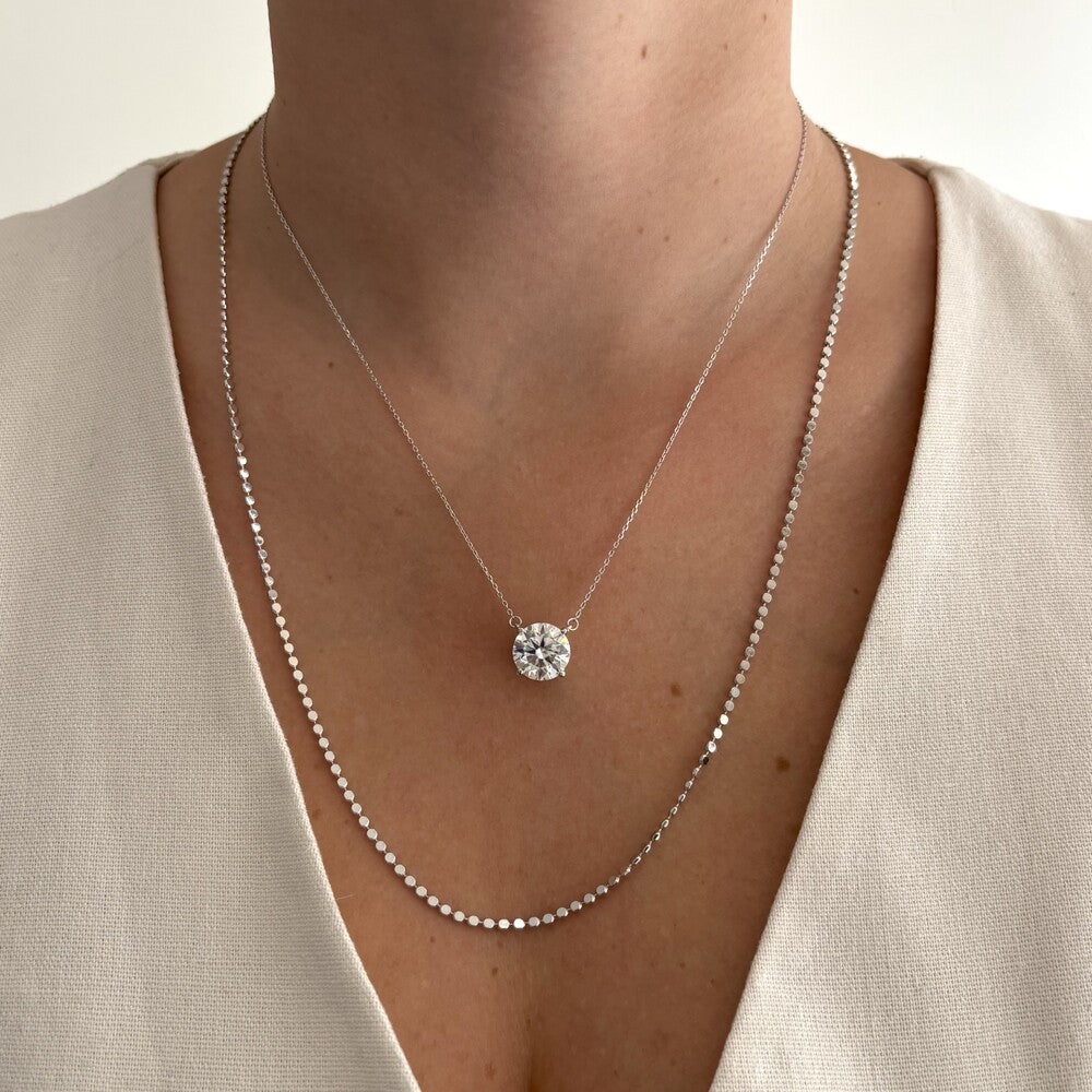 Colar redondo ponto luz Moissanite 11mm prata 925