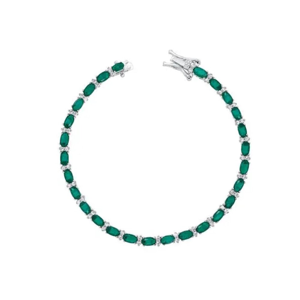 Pulseira riviera Laura esmeralda fusion ródio branco