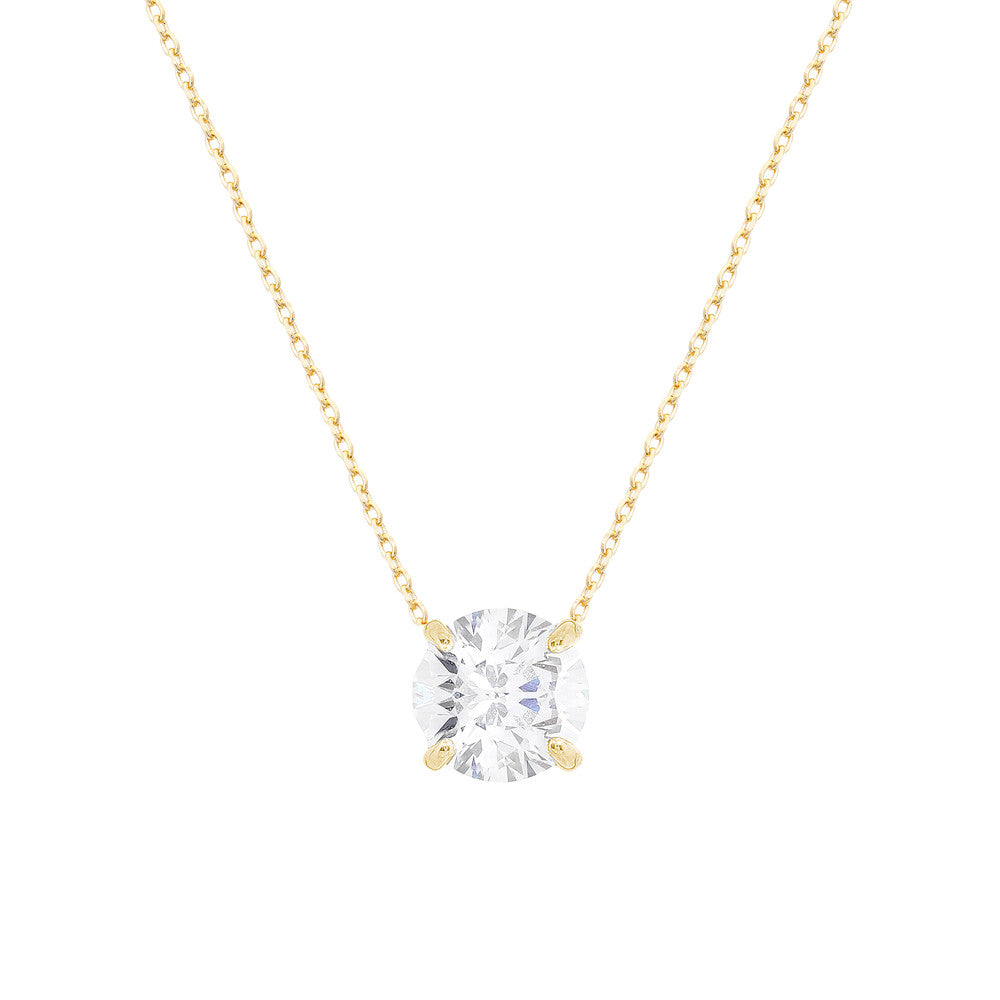 Colar ponto de luz zircônia branca prata 925 banho ouro (8mm)