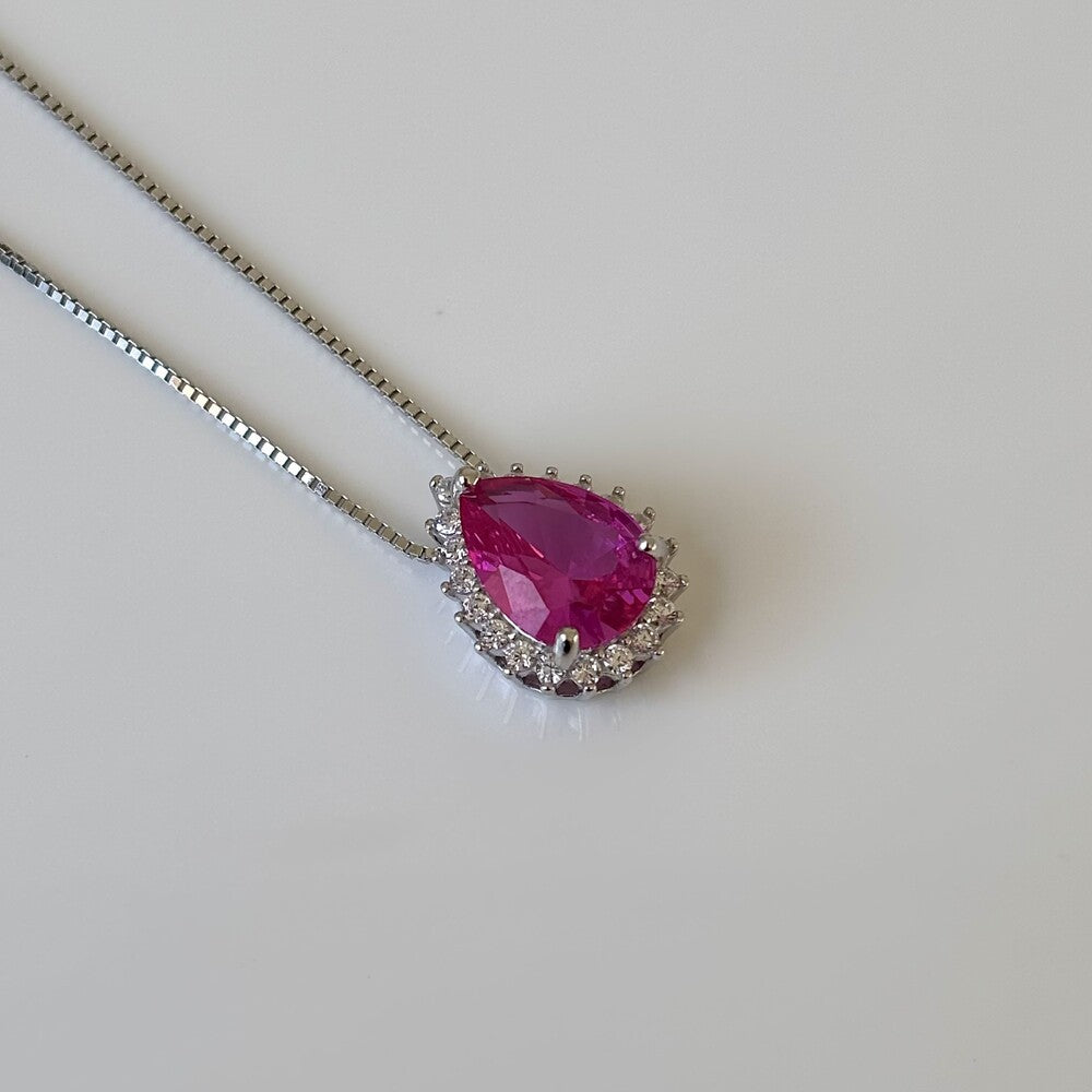 Colar Lola gota zircônia turmalina pink prata 925 - foto 3