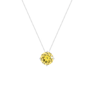Colar ponto de luz zircônia fancy yellow ródio branco (8mm)