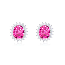 Brinco Intense oval zircônia turmalina pink prata 925