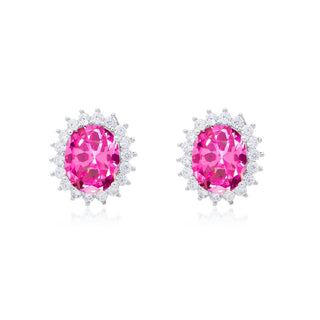 Brinco Intense oval zircônia turmalina pink prata 925