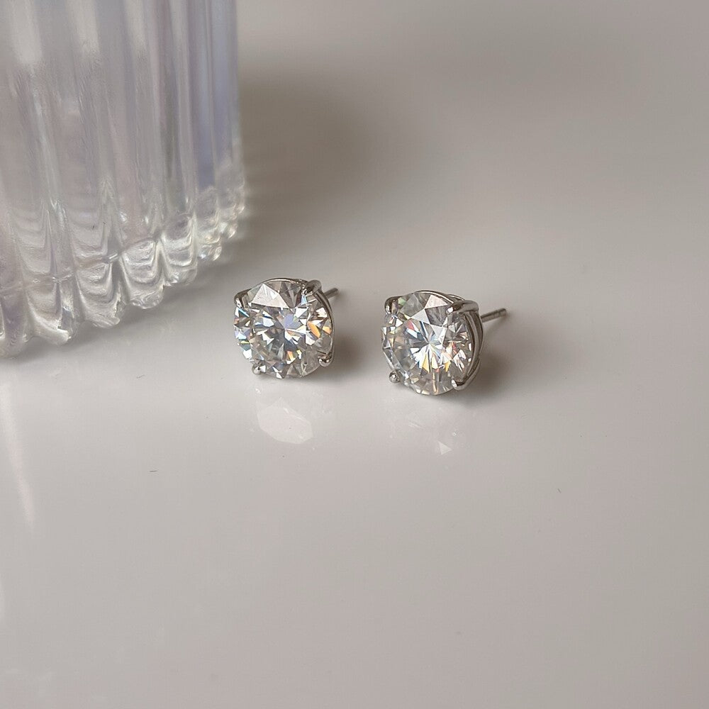 Brinco solitário ponto de luz Moissanite prata 925 (10mm) - foto 3