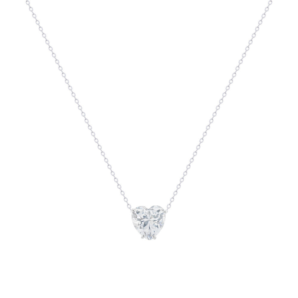 Colar Nice coração zircônia branca prata 925