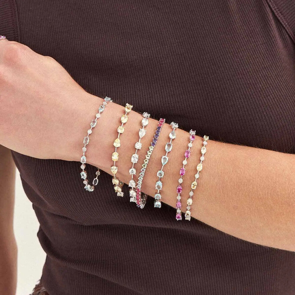 Pulseira riviera Anna zircônias água marinha ródio branco - foto 2