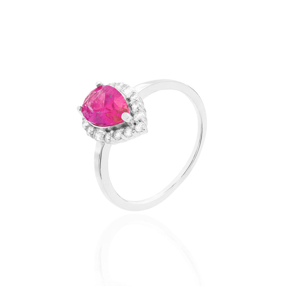 Anel Thay gota zircônia turmalina pink prata 925