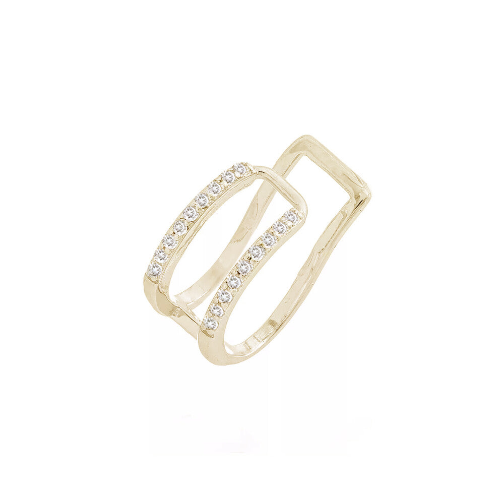 Piercing fake duo cravejado prata 925 banho ouro