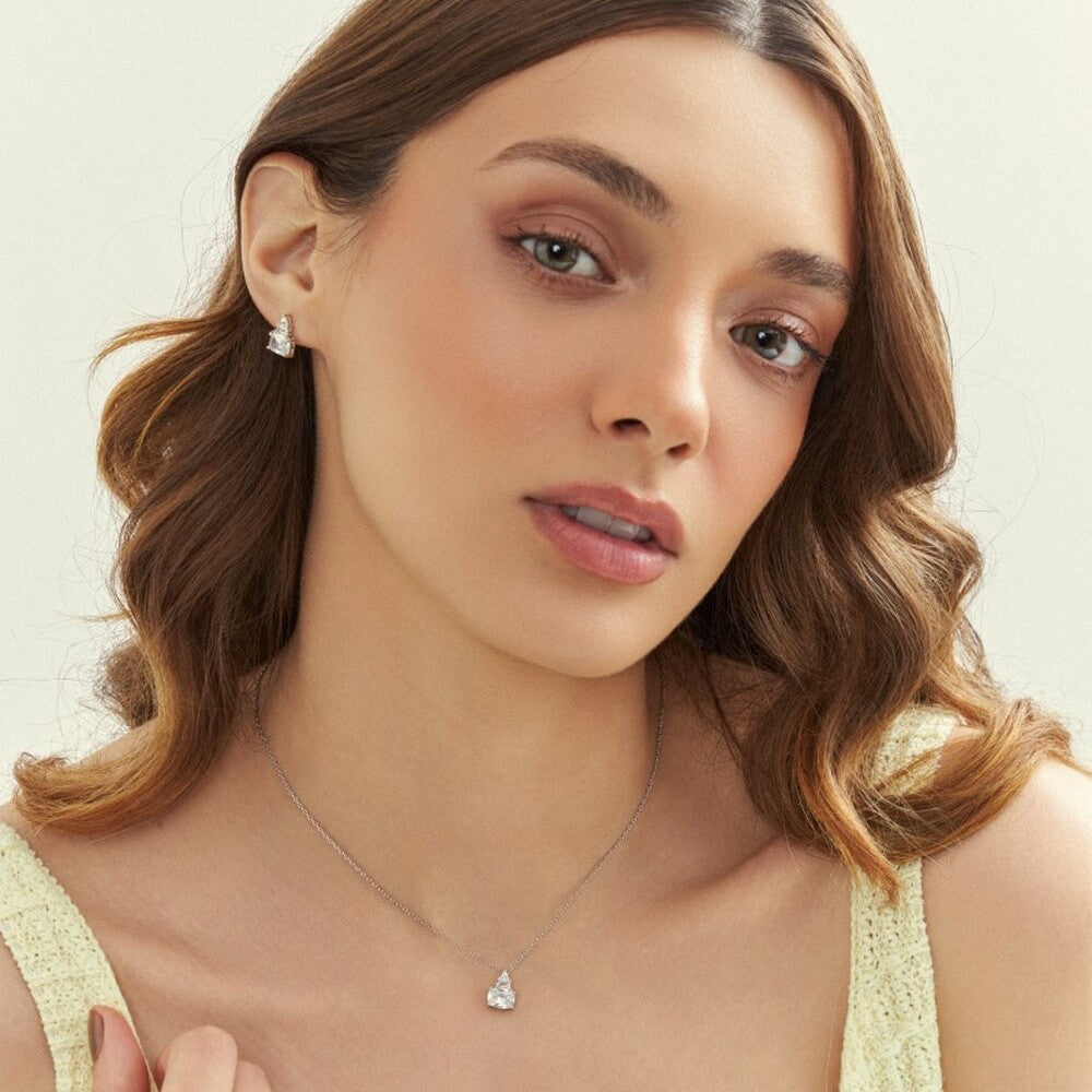 Conjunto Tróia zircônia branca ródio branco