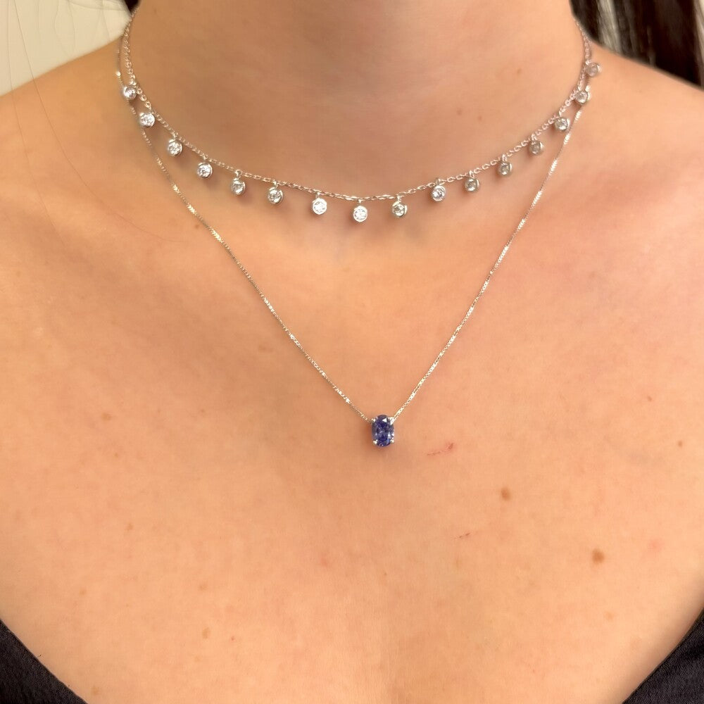 Colar pontos de luz zircônias brancas ródio branco