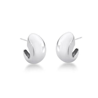 Brinco Raissa meia argola bold ródio branco