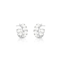 Brinco meia argola Kim zircônias brancas ródio branco