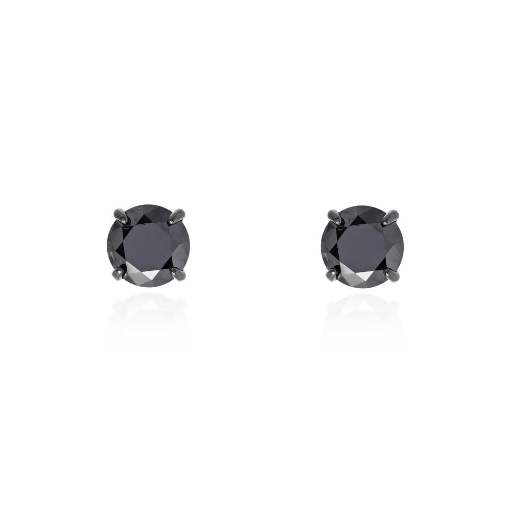Brinco redondo zircônia negra prata 925 (6mm)