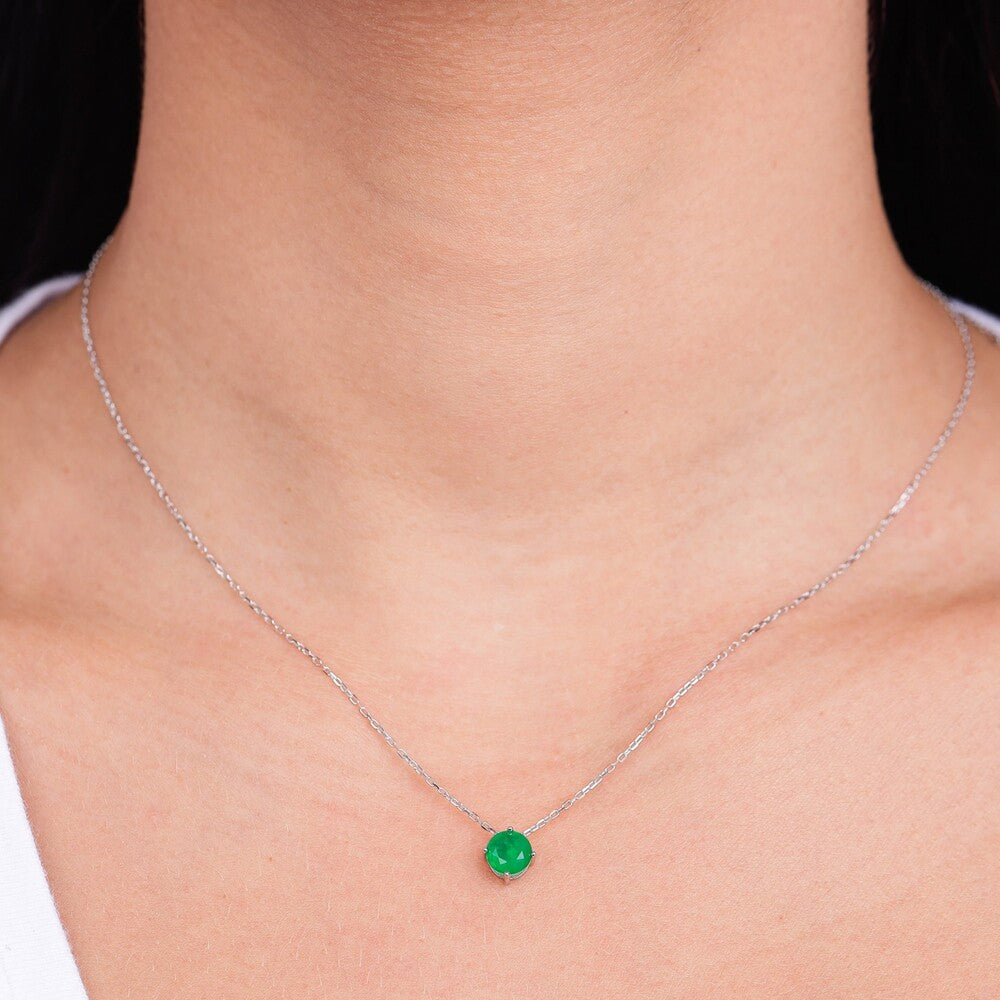 Colar redondo esmeralda fusion prata 925 (6mm)