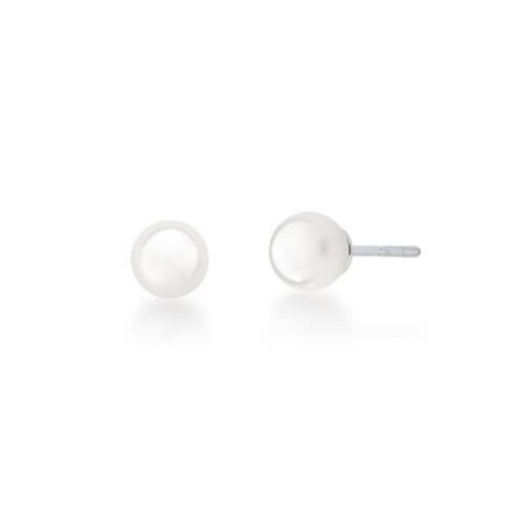 Brinco redondo pérola shell ródio branco (8mm)