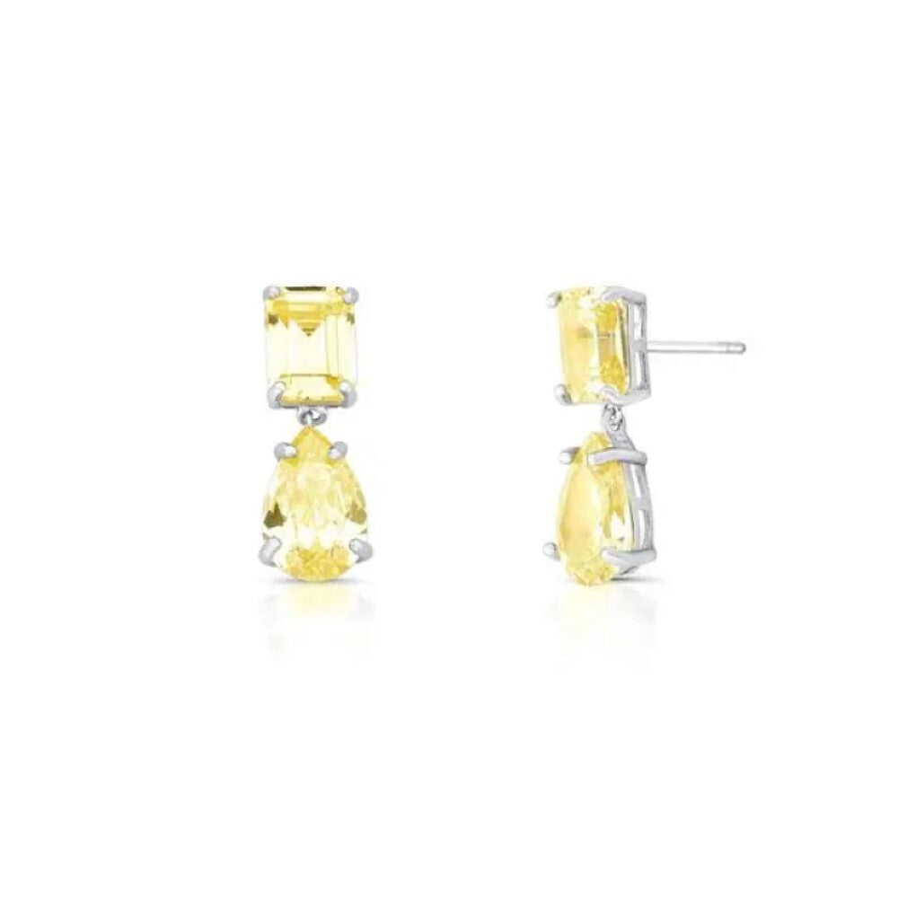 Brinco Aurora zircônias fancy yellow ródio branco