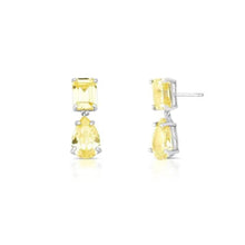 Brinco Aurora zircônias fancy yellow ródio branco