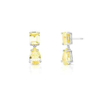 Brinco Aurora zircônias fancy yellow ródio branco