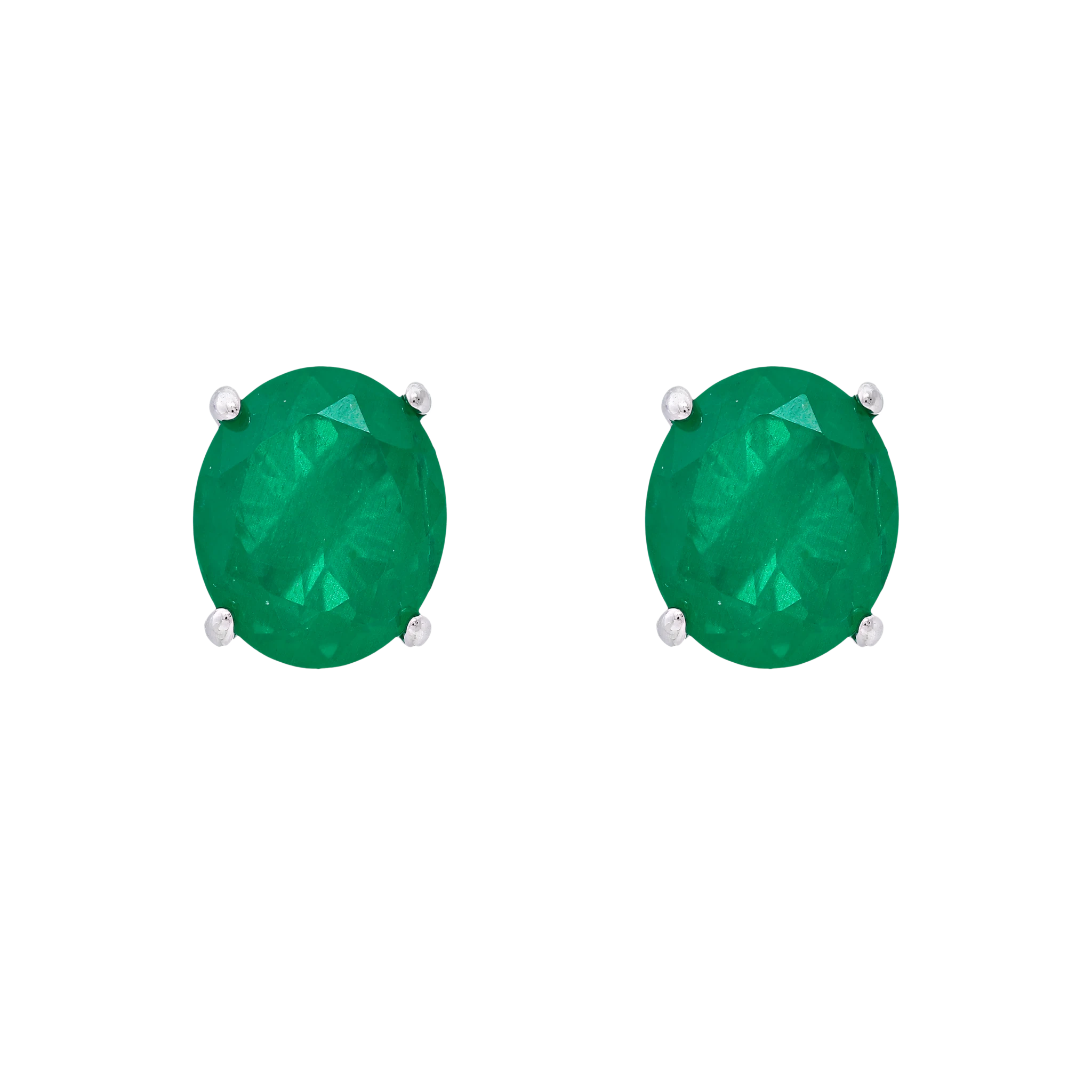 Brinco Lorena oval esmeralda fusion prata 925