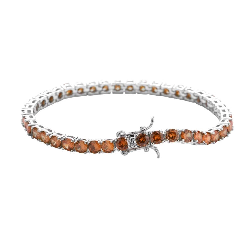 Pulseira classic riviera zircônias laranja ródio branco (4mm)