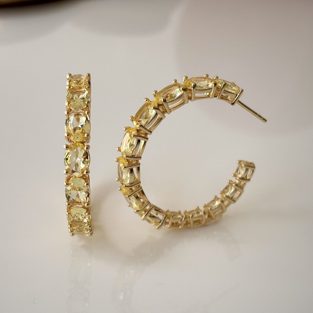 Brinco argola Paris zircônias fancy yellow ouro - foto 4