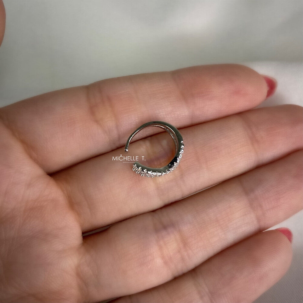Piercing fake formato x cravejado prata 925 - foto 4