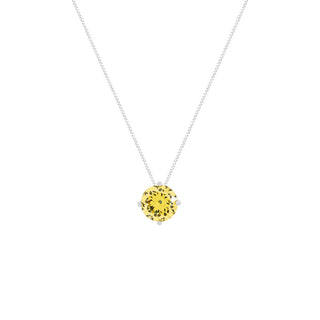 Colar ponto de luz zircônia fancy yellow ródio branco (6mm)