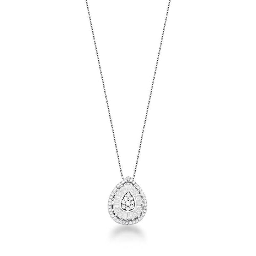 Colar gota Paloma com zircônias ródio branco