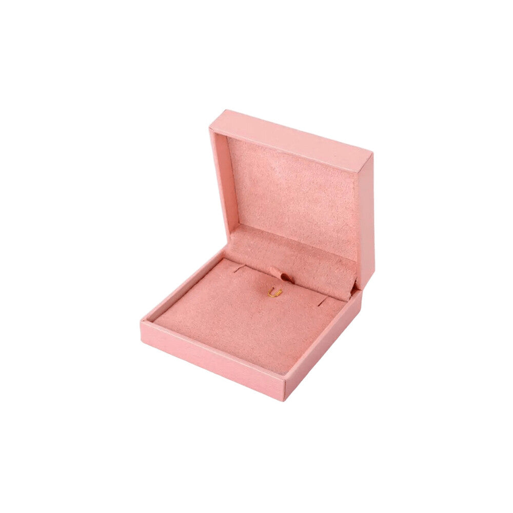 Caixinha quadrada para presente em courino e veludo (rosa)