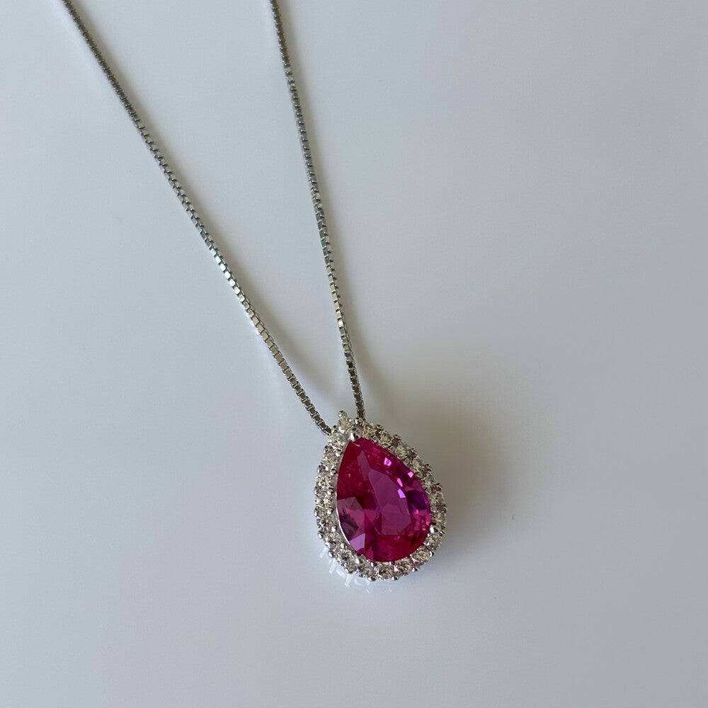 Colar gota Betina zircônias turmalina pink prata 925 - foto 3