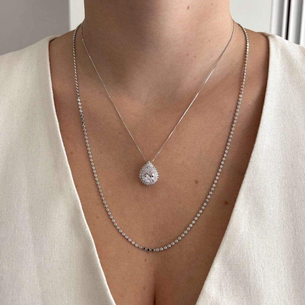 Conjunto gota Lauren zircônia branca ródio branco