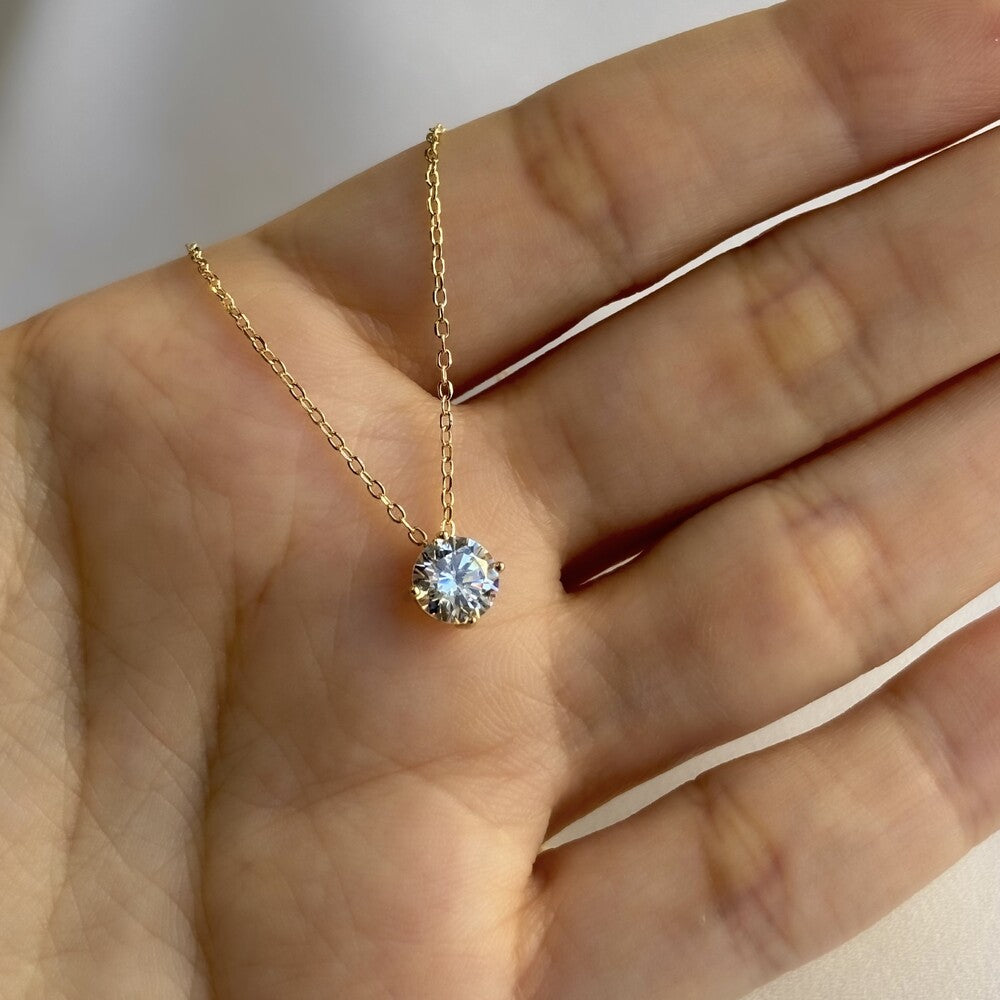 Colar ponto de luz zircônia branca prata 925 banho ouro (6mm) - foto 4