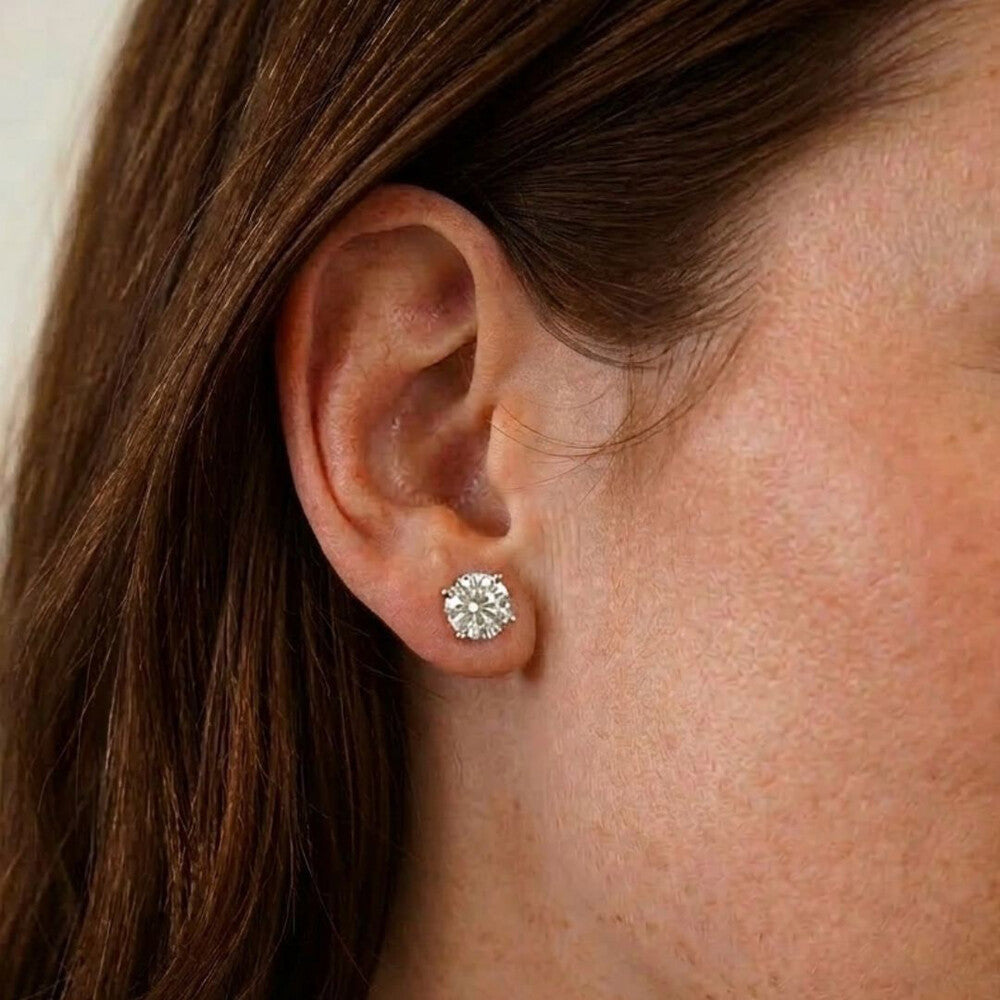 Conjunto ponto de luz Moissanite 2.0ct prata 925 (8.0mm)