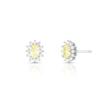 Brinco Winnie oval zircônia fancy yellow ródio branco