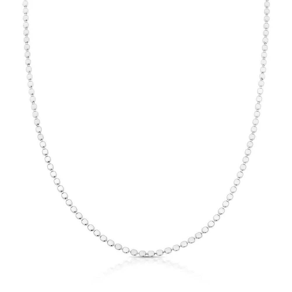 Colar Urban bolinhas lisas achatadas ródio branco (45cm)