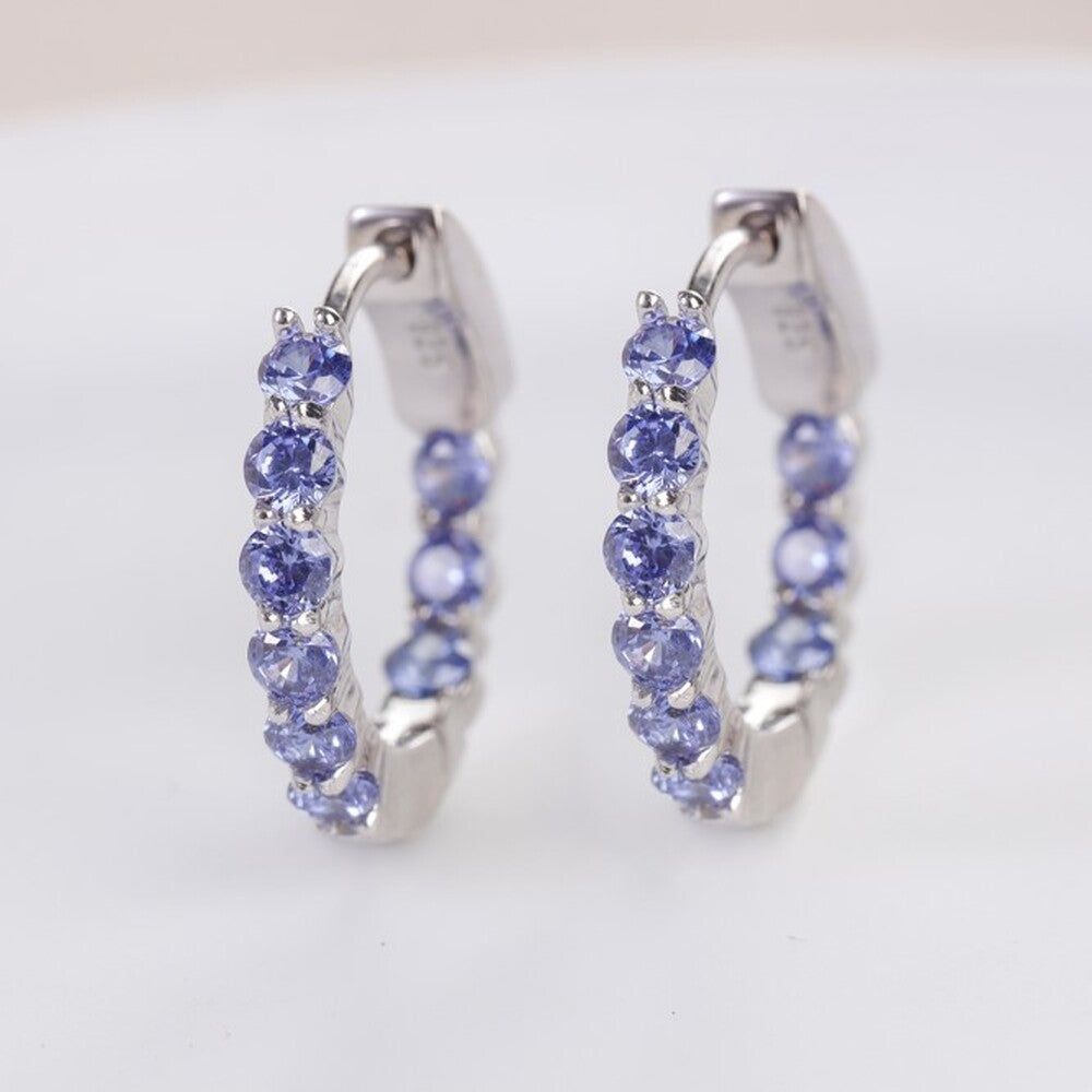 Brinco argola Jenny zircônias tanzanita prata 925 - foto 4