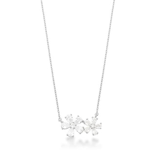 Colar flores zircônias brancas ródio branco