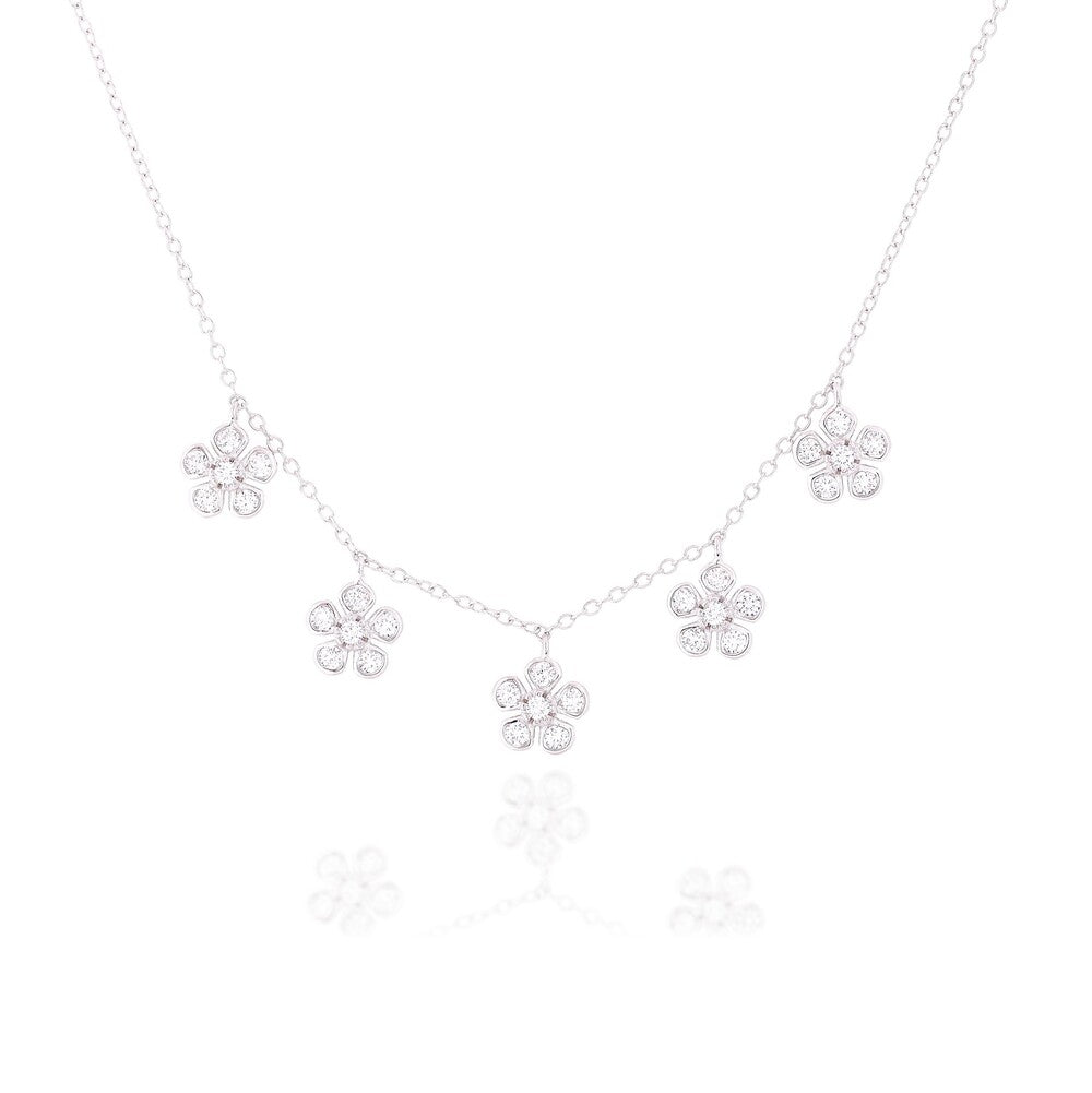 Colar Firenze zircônias brancas prata 925