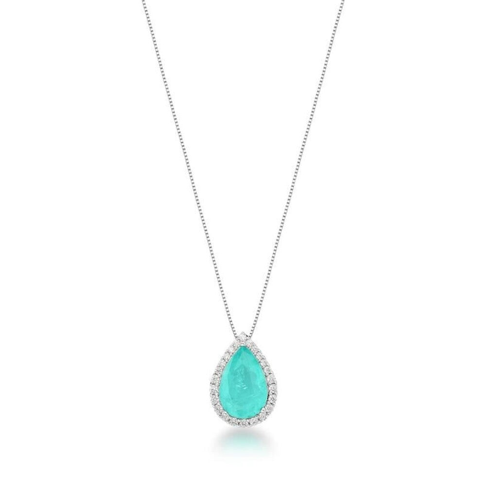Colar gota Dubai esmeralda colombiana ródio branco